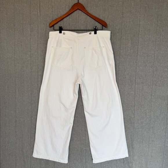 Gap White Ecru High Waist Wide-Leg Suspender Jeans With Washwell Size 16 Short - Picture 9 of 17